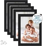 Icona Bay - 7x5 Picture Frames - Black, 5 Pack - Modern Style Wood Composite Frames - Table Top or Wall Mount - Bliss Collection