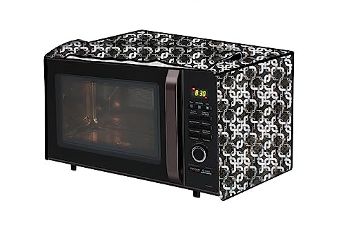 Image of The Furnishing Tree PVC Waterproof Microwave Oven Cover Compatible for Panasonic 20L NN-CT26HMFDG Trellis Pattern Grey