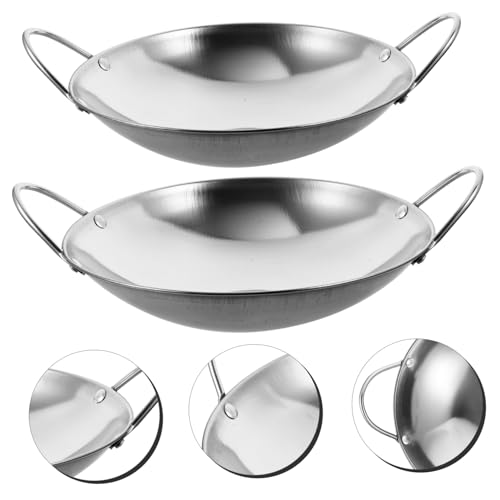 Wok de acero inoxidable con doble asa, juego de 2 unidades miniatura 4
