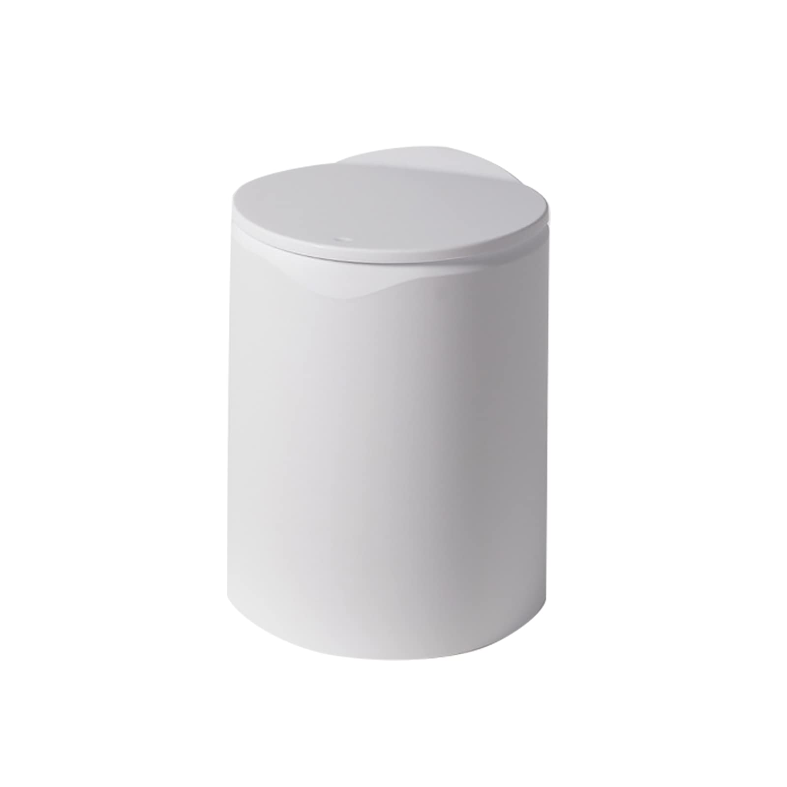 Superio Small Bathroom Trash Can With Lid, Modern White