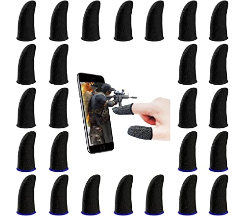 25 Pieces Finger Sleeves for Gaming, Thumb Sleeves Mobile Gaming Controller, Anti-Sweat Breathable Seamless Touchscreen Thumb Cover for PUBG, League of Legend, Call of Duty, Fortnine