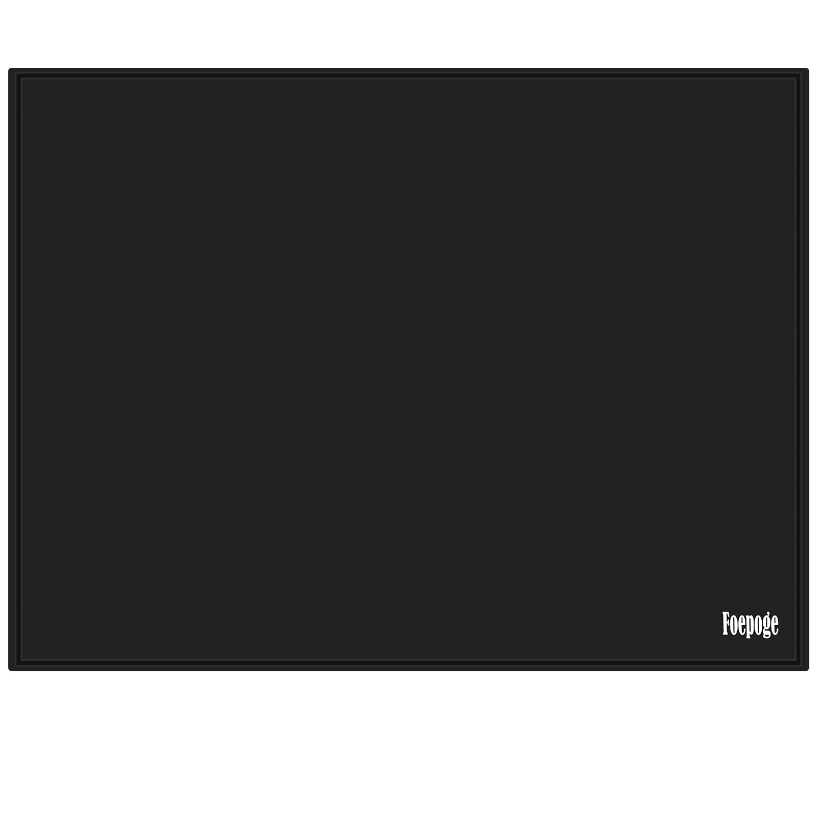 31.5 x 23.6 x 0.06 Inches Extra Thick Silicone Mat with Lip 0.22" Raised Edge for Resin, Large Silicon Mat for Kitchen Counter Heat Resistant, Silicone Craft Mat for Table Placemat by Foepoge(Black)