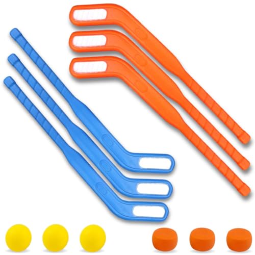 Liberty Imports Kids Floor Hockey Stick Bulk Set - 29' Youth Indoor Toys Sports Starter Set with Large Plastic Pucks and Balls for Toddlers, Children...