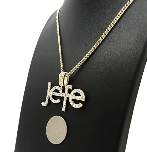 Iced Gold Silver Plated Boss Jefe Pendant & 18" 20" 24" Cuban/Rope/Box Chain Hip Hop Jewelry Necklace4