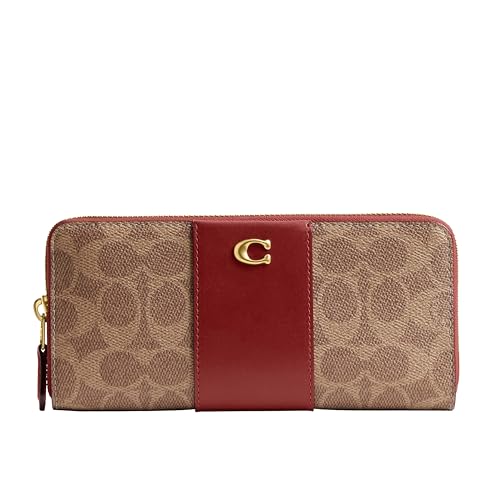 COACH Women's Slim Accordion Zip Travel Accessory-Envelope Card Holder, B4/Tan/Ruby, One Size