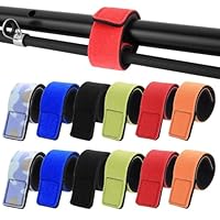 12 Stück Angelrute Gürtel, 30cm Angel Rutenbänder Angeln Set, Elastische Angelrutenhalter Rutenband Klettverschluss, Riemen für Angelrutenriemen, Angelruten Gurte für Spinn Meer Feeder Rute