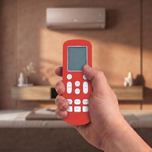 Image of SHOPOFLUX Silicone AC Remote Cover Compatible with Samsung AC Remote Full Wrap Protective Case with Lanyard [Remote NOT Included] (Red)
