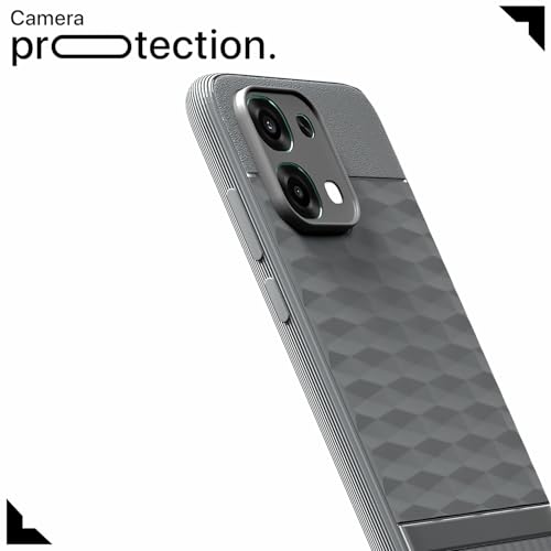 Image of Pikkme Back Cover for Oppo F31 5G / Oppo F33 5G Camera Protection 3D Hexa Cube Design Silicone Protective Bumper Case (Grey)