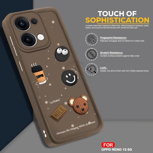 Image of AESTMO Back Case Cover for Oppo Reno 13 5G | Cute Fun Cartoon 3D Ball | Coffee Silicone Case | Full Body Protection | Camera Protection Back Cover for Oppo Reno 13 5G (Brown)