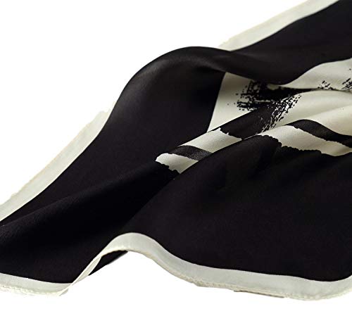 Long Charmeuse Silk Scarf Floral and Graphic Print4