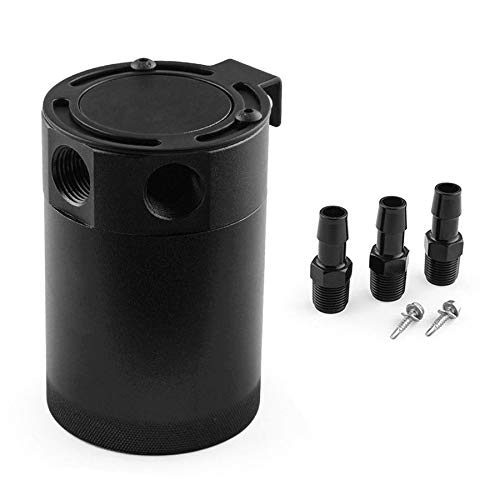 High Performance Black Aluminum Alloy Universal RACING BAFFLED 3-PORT Oil Catch Can Tank for Universal Vehicles