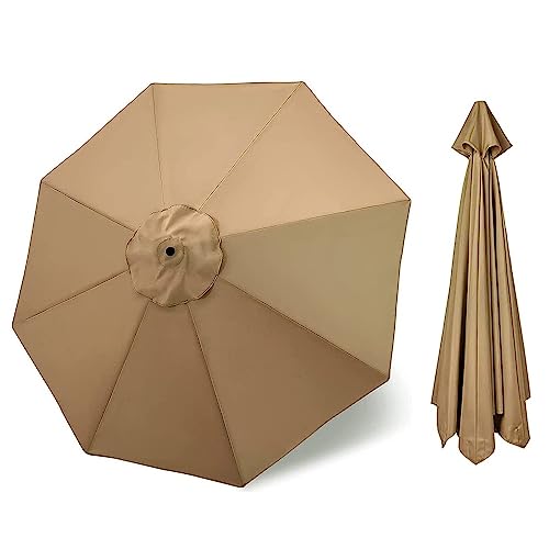 KADEUX Replacement Outdoor Umbrella Canopy, Offset Hanging Umbrella Top Cover, 9/10ft 8 Ribs, Patio Umbrella Canopy Cover Rechange (Color : Khaki, Size : 3m/10ft)