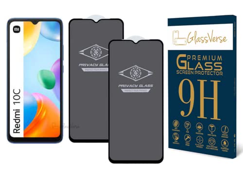 Image of GlassVerse Privacy Tempered Glass for Redmi 10C | Anti Spy Screen Protector, 9H Hardness, Edge to Edge, Case Friendly, Hassle-less Installation Kit Included. (Pack of 2)