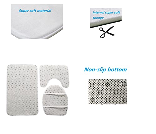 JOSGACRS Weiß und Gold Badematte Teppich rutschfest 3-teiliges Set Marmor Toilettensitz Abdeckung Badematten Deckel… – Bild 7