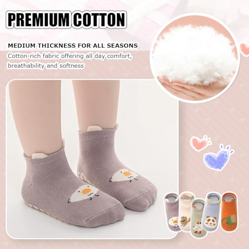Image of SNOWIE SOFT 5 Pairs Baby Socks Set, Antislip Socks for New Born Baby 0-3 Years, Non Slip Grip Ankle Socks with Non Skid Soles for Infants Baby Shower Gifts