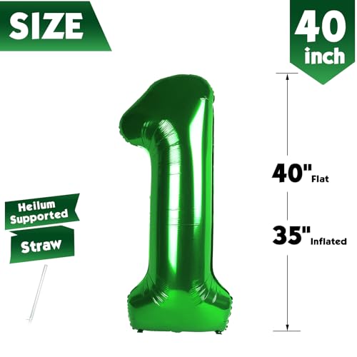 Image of 40 Inch Green Number 1 Balloon Birthday Party Decorations for Men & Women