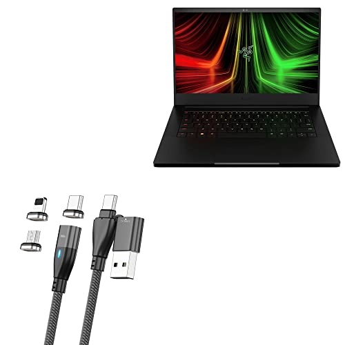 BoxWave Cable Compatible with Razer Blade Stealth 13 (2020) - MagnetoSnap PD AllCharge Cable (100W), Magnet PD 100W Charging Cable USB Type-C Micro USB for Razer Blade Stealth 13 (2020) - Jet Black