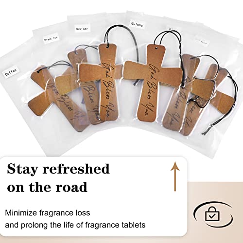 Image of Fumete 24 Pcs Christian Gifts for Men Cross Car Air Fresheners Bulk God Bless You Air Freshener Religious Fresh Scented Hanging Ornaments Gifts for Church Vbs Sunday School Car Driver