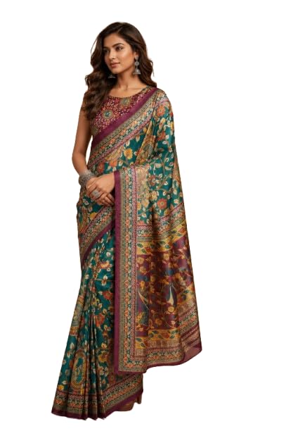 Women's Elegant Printed Ready-to-Wear Saree with Matching Unstitched Blouse Piece | Chic Collection-picture-43