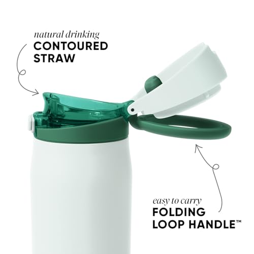 Image of Simple Modern Water Bottle with Straw & Handle | 24oz | Green | Mesa Loop Insulated Water Bottle for School, Sports, Travel | Leak Proof, Stainless Steel | Agave