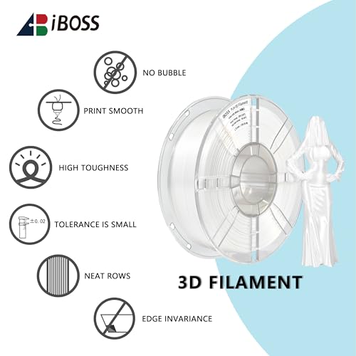 Image of iBOSS PLA Plus (PLA+) 3D Printer Filament 1.75mm,1kg Spool (2.2lbs) Silk Shiny Filament 3D Printing Filament,Dimensional Accuracy + /- 0.02mm,PLA Pro 3D Filament,Fit Most FDM Printer(Slik White)