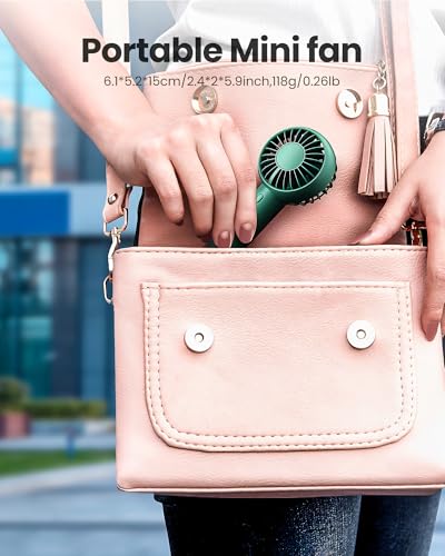 image for Gaiatop Mini Portable Fan, Navy Green, Cute Design, Rechargeable Batte