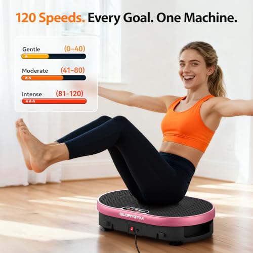 Image of Vibration Plate Exercise Machine for Body Shaker Machine & Weight Loss, Shake Plate with Resistance Bands, 120 Speed Levels, Remote Control, Full Body Workout, Compact Home Gym Equipment