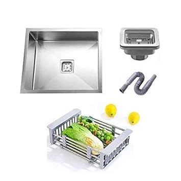 ZAP Hexa Series 304 Grade Stainless Steel Satin/Matte Finish with Square Coupling Single Bowl Sink (24 X 18 X 10 Premium)