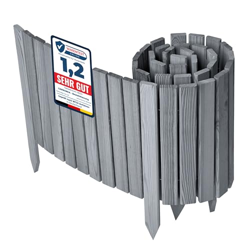 Garronda Beeteinfassung Holz Rollzaun Holzzaun 40 cm x 200 cm imprägniert Flexibler Rollborder Rasenkante Palisade Gartenzaun Umzäunung für Garten GD-0149, Grau Garronda Beeteinfassung Holz Rollzaun Holzzaun 40 cm x 200 cm imprägniert Flexibler Rollborder Rasenkante Palisade Gartenzaun Umzäunung für Garten GD-0149, Grau