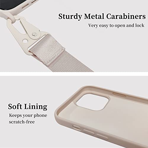 Image of Compatible with iPhone 14 Plus Case with Lanyard Crossbody iPhone Case with Strap Adjustable Shockproof Drop Protection Silicone Phone Cover for iPhone 14 Plus 6.1'' Stone