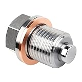 DEEFILL M16 X 1.5 Magnetic Oil Drain Plug, Stainless Steel Sump Drain Nut Bolt with Copper Crush Washer Compatible with Subaru, Mini