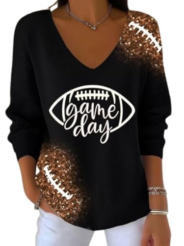 Game Day Shirts Womens Apparel Football Lover Tshirt V Neck Sweatshirt Womens Plus Size Game Day Shirts