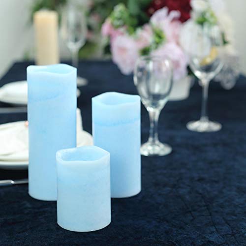 Efavormart Set of 3 Metallic Silver Flameless Candles Battery Operated LED Pillar Candle Lights with Remote Timer - 4" / 6” / 8”