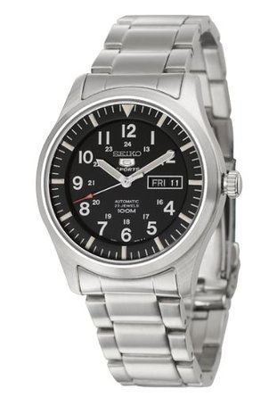 ZCR[ Seiko Men's SNZG13 Seiko 5 Automatic Black Dial Stainless-Steel Bracelet Watch j Y rv ysAiz