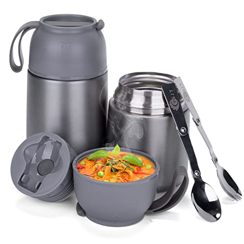 XIAPIA Boîtes Alimentaires Isotherme Set-500ml+700ml Thermos Alimentaires Chaud avec Cuillère Contenant Isolant Inoxydable Gamelle Thermos Repas Chaud pour École, Bureau, Camping Cadeaux Noel