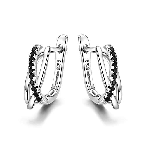 AMTBBK Ohrringe Für Frauen-Mädchen-925 Sterlingsilber, 925 Sterlingsilber-Schwarz-Spinell Stein-Bolzen-Ohrringe, Schutz Schmuck Hypoallergen Ohrringe Cover