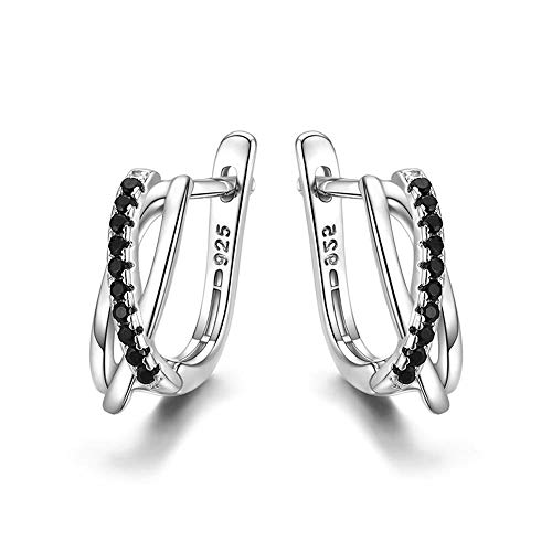 Boucles d'oreilles pour Femmes Filles Argent 925, 925 Spinelle Pierre Stud en Argent Sterling Noir Boucles d'oreilles, Bijoux Protection Hypoallergénique Boucles d'oreilles