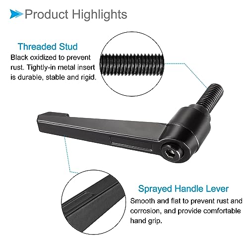 Image of Clamping Lever Handles, M10 x 25mm Male Thread, Adjustable Quick Release Locking Rotating Bolt Knobs Black - (Applications: for Lathe Machinery), 3-Pieces