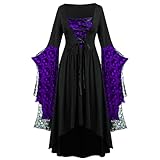 TMOYJPX Vestidos Medievales para Mujer Gotico de Malla Palacio Halloween Disfraz Gracioso Tallas Gra...