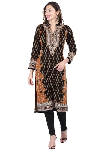 Image of Rosary Women's Winter Wear Jacquard Woolen Straight Kurti with 2 Side Pockets,1PCS-JACQ-RY04