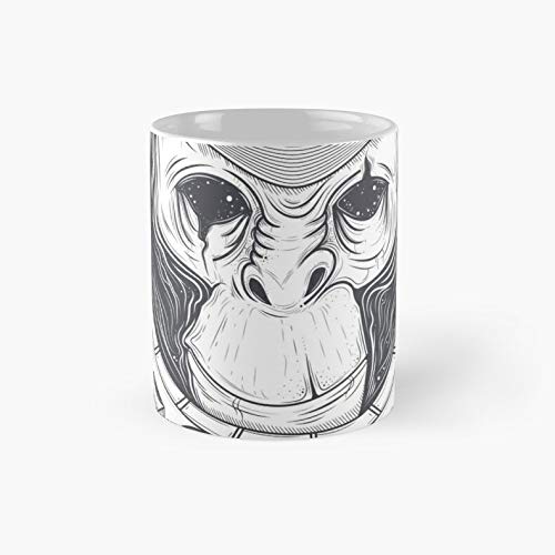 space t-shirt with lucky monkey - Funny Coffee Mugs Tea Cup 11OZ White