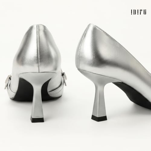 Image of IDIFU Kitten Heels Pumps Closed Pointed Toe Dress Shoes for Women
