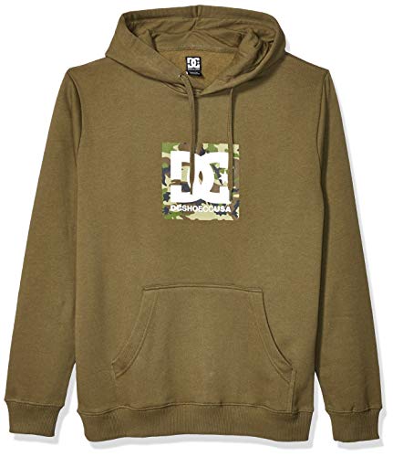 DC Men's Square Star Pullover Fleece, Fatigue Green/camo, L