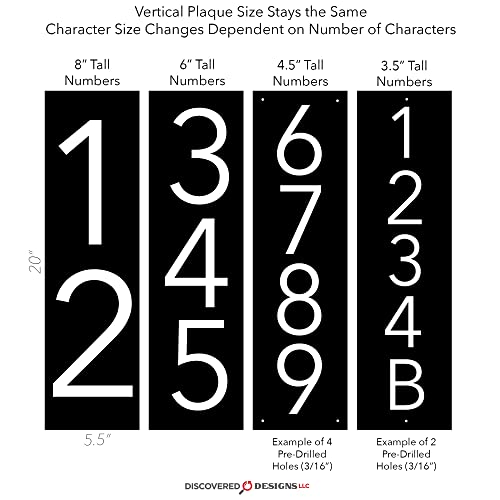 Discovered Designs Black Vertical 20" Address Sign House Numbers For Outside Modern Plaque Address Numbers For House Modern House Numbers House Number #TOP2