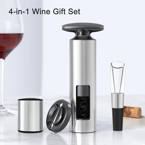 ELMWAY VinoLux Series Manual Wine Opener Set, Self-Pull Corkscrew with Foil Cutter, Wine Aerator Pourer & Vacuum Stopper - Image 2
