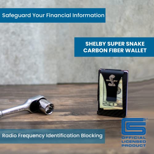 Carroll Shelby® Carbon Fiber Wallet Money Clip | RFID* protection | Holds Currency, Credit Cards, Cash | Genuine Carbon Fiber | Super Slim & Lightweight | Laser Etched Shelby® Cobra Snake Logo2