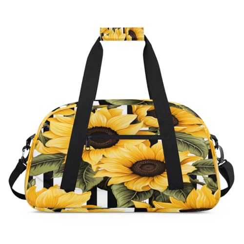 Sports Duffle Bags Sunny Sunflower Travel Duffle Bag Gym Bag Weekender Travel Bag Waterproof Overnight Bag Carry On Travel Tote Bag Dance Bags