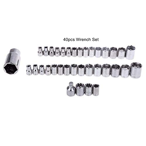 DEBIRE 40 In 1 Hex Wrench Tool Kit, Screwdriver and Socket Set Wrench Set for Automobile Motorcycle Repair Tool Kit, Multicolour-Silver 3