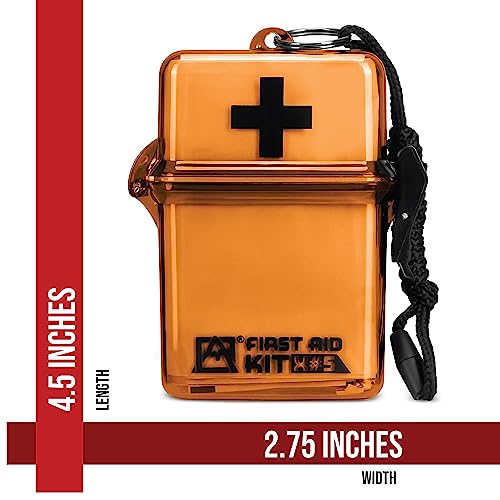 Avalanche Mini First Aid Kit - Essential 30 Piece Compact Kit in Waterproof Case with Carabiner - Camping Essential for Safety and Preparedness - for Travel, Car, Bag, Backpack, Outdoors (ORANGE) - Thumbnail 5