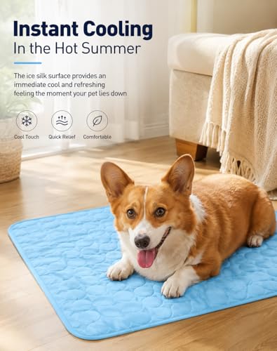 Tapis rafraîchissant chat chien lavable soie glacée rose - 6